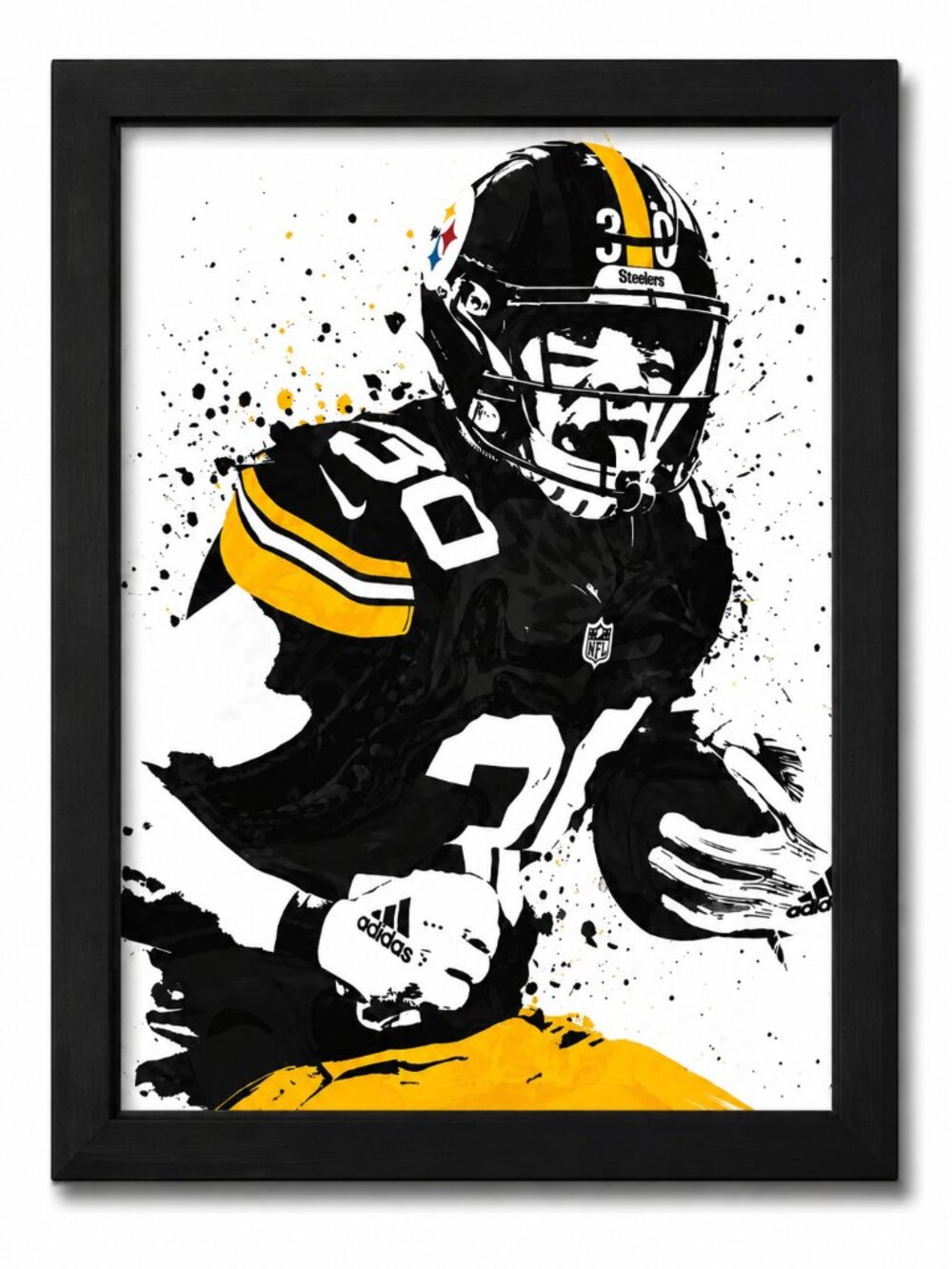 Pittsburgh Steelers James Conner #30 Splatter Art Framed Print